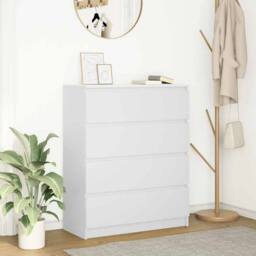 Berkfield Home Sideboard White 80x35x99 cm Engineered Wood - Size: 80 x 35 x 99 cm - thumbnail 2
