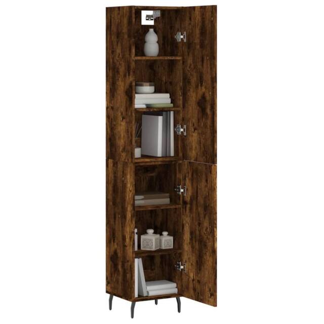 Berkfield Home Highboard Smoked Oak 34.5x34x180 cm Engineered Wood in Brown - image 1
