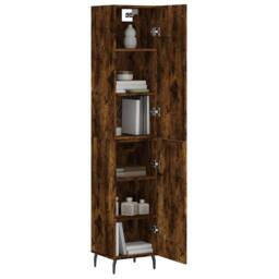 Berkfield Home Highboard Smoked Oak 34.5x34x180 cm Engineered Wood in Brown - thumbnail 1