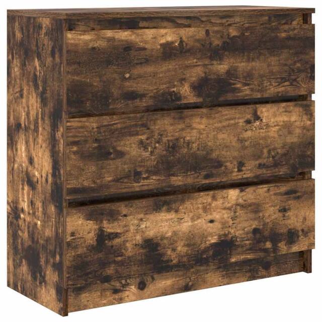 Berkfield Home Sideboard Smoked Oak 80x35x76 cm Engineered Wood in Brown - Size: 80 x 35 x 76 cm - image 1