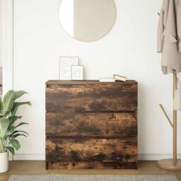 Berkfield Home Sideboard Smoked Oak 80x35x76 cm Engineered Wood in Brown - Size: 80 x 35 x 76 cm - thumbnail 3