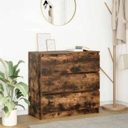 Berkfield Home Sideboard Smoked Oak 80x35x76 cm Engineered Wood in Brown - Size: 80 x 35 x 76 cm - thumbnail 2