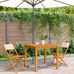 Berkfield Home Bistro Chairs 2 pcs Beige Solid Wood Acacia & Fabric - thumbnail 3