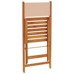 Berkfield Home Bistro Chairs 2 pcs Beige Solid Wood Acacia & Fabric - thumbnail 8