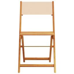 Berkfield Home Bistro Chairs 2 pcs Beige Solid Wood Acacia & Fabric - thumbnail 5