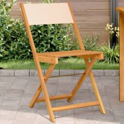 Berkfield Home Bistro Chairs 2 pcs Beige Solid Wood Acacia & Fabric