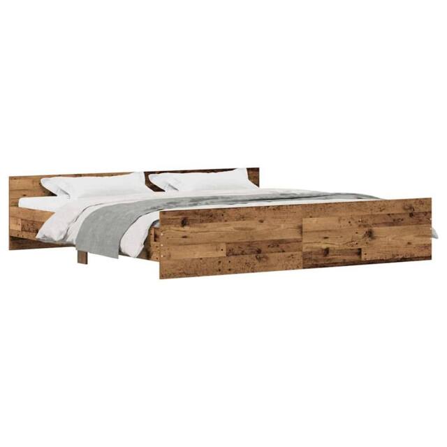Berkfield Home Elegant Bed Frame Old Wood 200x200 cm Engineered Wood in Brown - image 1