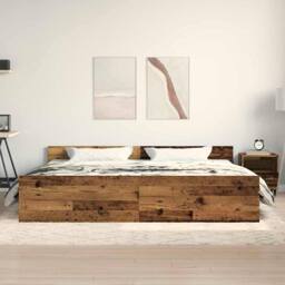 Berkfield Home Elegant Bed Frame Old Wood 200x200 cm Engineered Wood in Brown - thumbnail 4