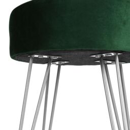 Harbour Housewares Round Velvet Footstool - H40 x D35cm - Silver Legs in Green - thumbnail 6
