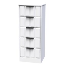 Ready Assembled 2 U Seattle 5 Drawer Tall Bedside (Ready Assembled) in White - thumbnail 3