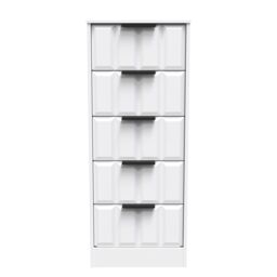 Ready Assembled 2 U Seattle 5 Drawer Tall Bedside (Ready Assembled) in White - thumbnail 1