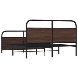 Berkfield Home Metal Bed Frame without Mattress Brown Oak 150x200 cm King Size - thumbnail 7