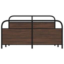 Berkfield Home Metal Bed Frame without Mattress Brown Oak 150x200 cm King Size - thumbnail 5
