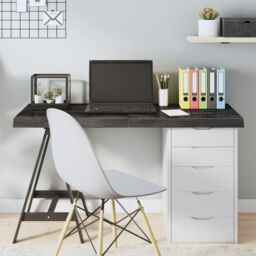 Berkfield Home Table Top Dark Grey 120x40x(2-6) cm Treated Solid Wood Oak - thumbnail 1