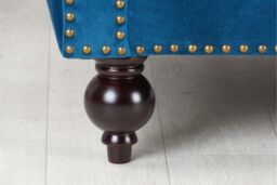 Birlea Chesterfield Sofa 3 Seater Chester Blue Velvet Studded Settee in Dark Blue - thumbnail 5