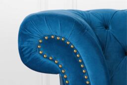 Birlea Chesterfield Sofa 3 Seater Chester Blue Velvet Studded Settee in Dark Blue - thumbnail 2