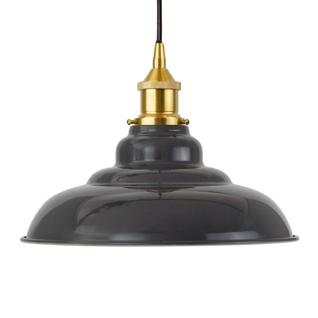 SE Home Slate Grey St Edmund's Pendant Light - Polished Brass - Black Round - image 1