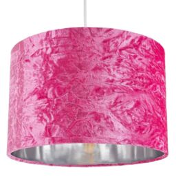 Happy Homewares Modern Crushed Velvet Lamp Shade with Shiny Paper Inner in Pink - Size: 12 inches - thumbnail 3
