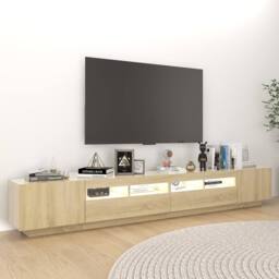 Berkfield Home TV Cabinet with LED Lights Sonoma Oak 260x35x40 cm in Light Oak - Size: 260 x 35 x 40 cm