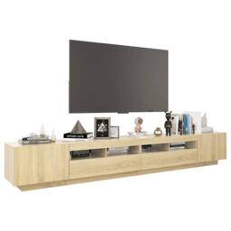 Berkfield Home TV Cabinet with LED Lights Sonoma Oak 260x35x40 cm in Light Oak - Size: 260 x 35 x 40 cm - thumbnail 6