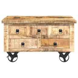 Berkfield Home Coffee Table Rough Mango Wood 70x70x40 cm in Brown - Size: 70 x 70 x 40 cm - thumbnail 6