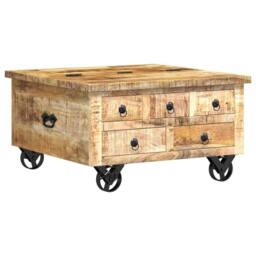 Berkfield Home Coffee Table Rough Mango Wood 70x70x40 cm in Brown - Size: 70 x 70 x 40 cm - thumbnail 1