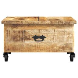 Berkfield Home Coffee Table Rough Mango Wood 70x70x40 cm in Brown - Size: 70 x 70 x 40 cm - thumbnail 7