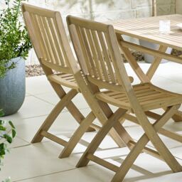 FurnitureboxUK Hamburg 2 x Solid Wood Folding Outdoor Dining Chairs in Light Brown - thumbnail 3