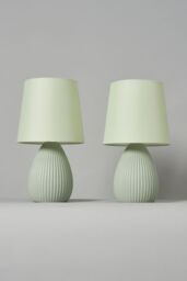 BHS Lighting Freya 2 Pack Ceramic Table Lamps in Green - thumbnail 2