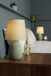 BHS Lighting Freya 2 Pack Ceramic Table Lamps in Green - thumbnail 4
