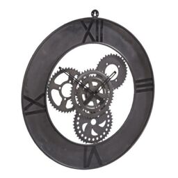 Indian Hub Factory Large Clock - Metal - L60 x W60 x H2 cm in Dark Grey - thumbnail 1