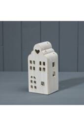 KDMD White Elegant Ceramic House Tealight Holder - thumbnail 2