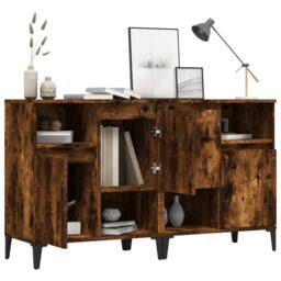 Berkfield Home Sideboards 2 pcs Smoked Oak 60x35x70 cm Engineered Wood in Brown - Size: 60 x 35 x 70 cm - thumbnail 4