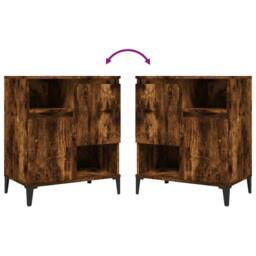 Berkfield Home Sideboards 2 pcs Smoked Oak 60x35x70 cm Engineered Wood in Brown - Size: 60 x 35 x 70 cm - thumbnail 7
