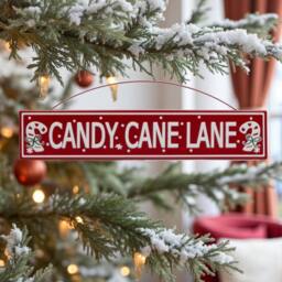 Garden Greatness Christmas Hanging Candy Cane Lane Sign in Red - Size: 1 Pack - thumbnail 1