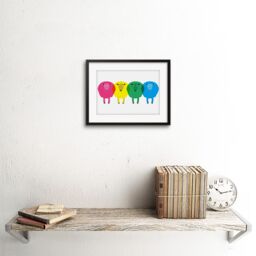 "Artery8 Wall Art Print Cute Colourful Cartoon Sheep Artwork Framed 9X7 Inch in Black - Size: W7"" x H9""" - thumbnail 2