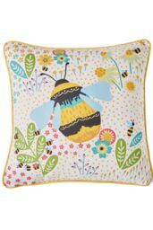 Fusion 'Buzzy Bee' Outdoor Water & UV Resistant Garden Filled Bench Cushion in Yellow - Size: 43 cm x 43 cm - thumbnail 2