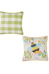 Fusion 'Buzzy Bee' Outdoor Water & UV Resistant Garden Filled Bench Cushion in Yellow - Size: 43 cm x 43 cm - thumbnail 4