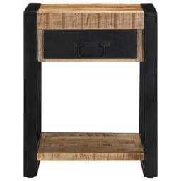 Berkfield Home Side Table 40x40x50 cm Solid Rough Wood Mango in Brown - Size: 40 x 40 x 50 cm - thumbnail 2