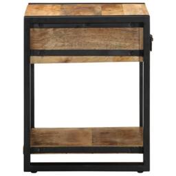 Berkfield Home Side Table 40x40x50 cm Solid Rough Wood Mango in Brown - Size: 40 x 40 x 50 cm - thumbnail 4