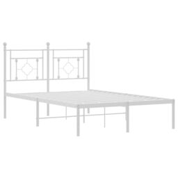 Berkfield Home Metal Bed Frame without Mattress with Headboard White 120x190cm - Size: 120x190 cm - thumbnail 4