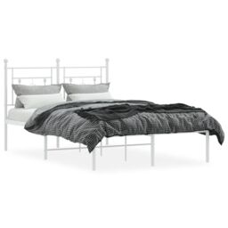 Berkfield Home Metal Bed Frame without Mattress with Headboard White 120x190cm - Size: 120x190 cm - thumbnail 3