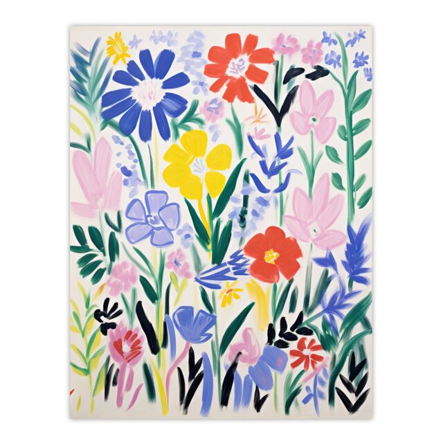 Artery8 Simple Henri Matisse Style Flowers In The Meadow Acrylic Painting Large Wall Unframed Art Poster Print Thick Paper 18X24 Inch - image 1