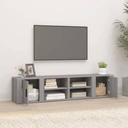 Berkfield Home TV Cabinets 2 pcs Grey Sonoma 80x31.5x36 cm Engineered Wood - thumbnail 1