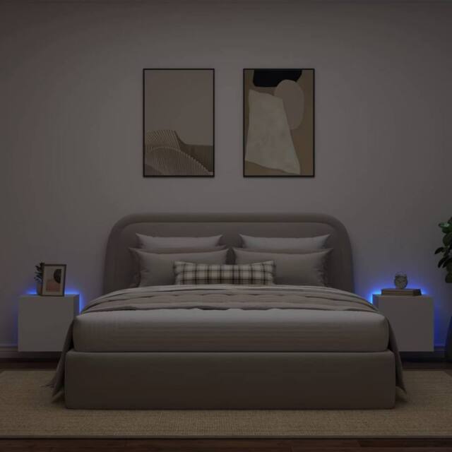 Berkfield Home TV Wall Cabinets with LED Lights 2 pcs White 40.5x35x40 cm - image 1