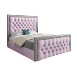 KDMD Venice Glitter Border Upholstered Soft Velvet Pink Bed Frame - Size: Single - thumbnail 5