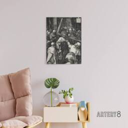 "Artery8 Bearing of the Cross Albrecht Durer Canvas Wall Art Print in Grey - Size: W12"" x H16""" - thumbnail 3