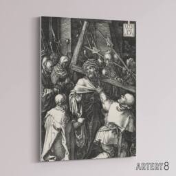 "Artery8 Bearing of the Cross Albrecht Durer Canvas Wall Art Print in Grey - Size: W12"" x H16""" - thumbnail 2