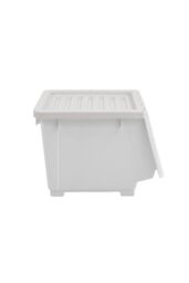 Living and Home Stackable Plastic Storage Box with Lid and Wheels in Grey - thumbnail 4