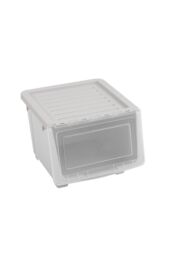 Living and Home Stackable Plastic Storage Box with Lid and Wheels in Grey - thumbnail 2